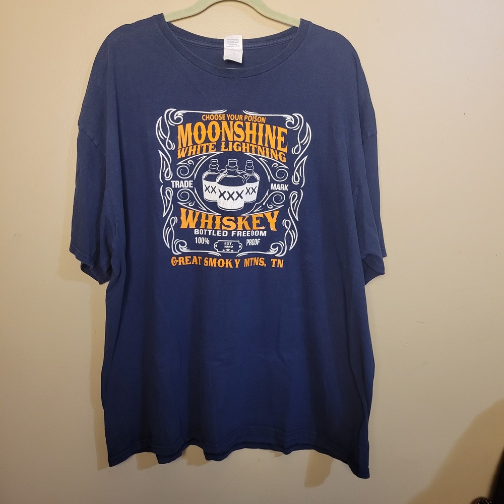 Delta‎ Pro Weight Moonshine White Lightning Whiskey T-Shirt Navy 3XL TN Souvenir